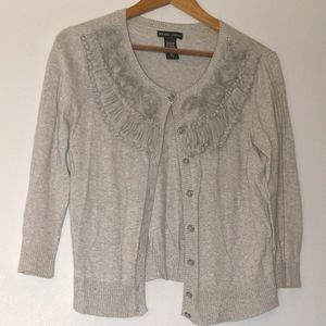 New York & Company Gray Embellished Cardigan
